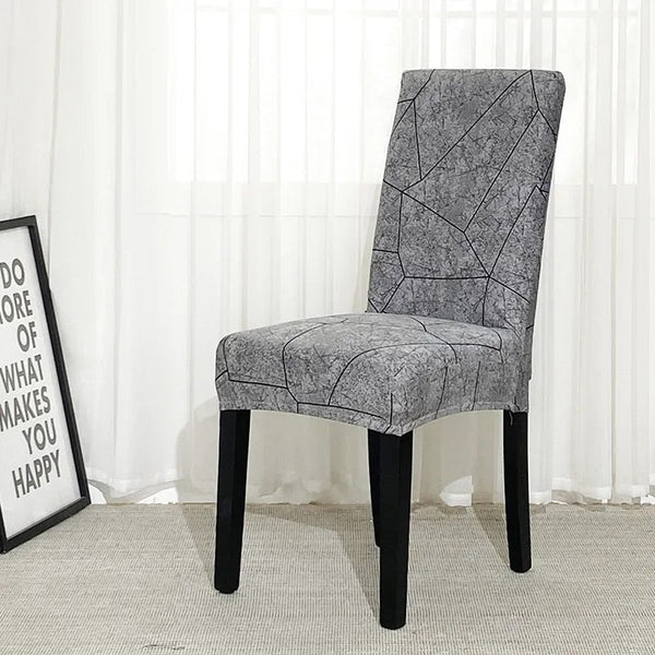 Chair Cover Grey Stone Break Design Anti Dirt Elastic Material For Dining Room Kitchen Wedding Hotel Banquet Restaurant Slipcovers