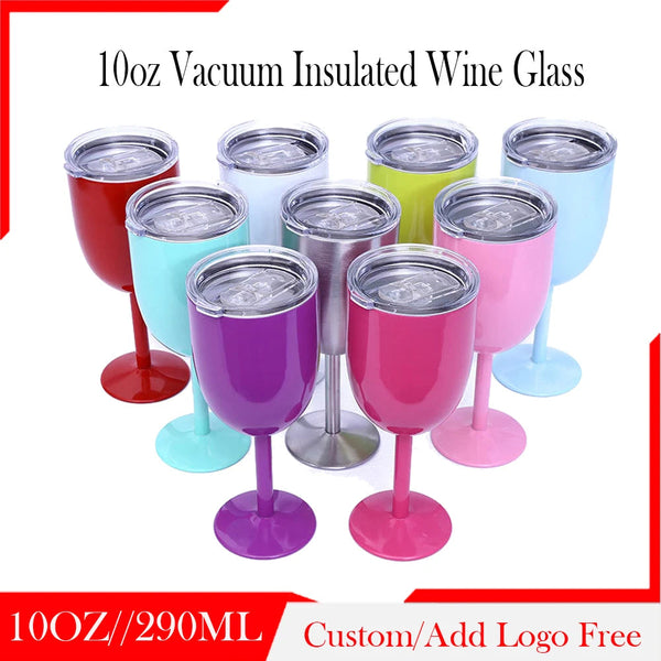 Personalize Gift 10Oz Double Wall Insulation Stainless Steel Wine Glass Thermos Bottle Vacuum Flasks Customizable Water Water Bottles & Vacuum Flasks