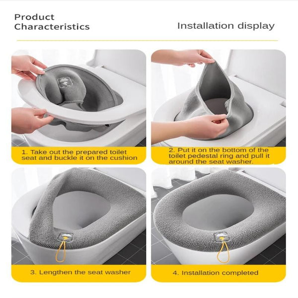 Gray Washable Soft Mat Pad Cushion O Shape Toilet Seat Bidet Cover Accessories Toilet Seats