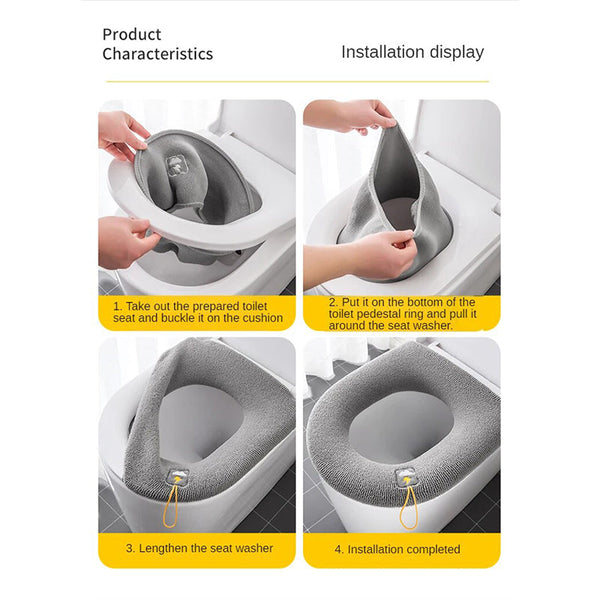 Toilet Seat Cover Yellow Washable Soft Mat Pad Cushion O Shape Bidet Accessories Bath Mats Rugs & Toilet Covers