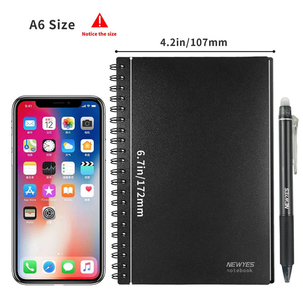 A6 Reusable Erasable Notebook Black Microwave Wave Cloud Erase Notepad Pad Lined With Pen Save Paper Notebooks