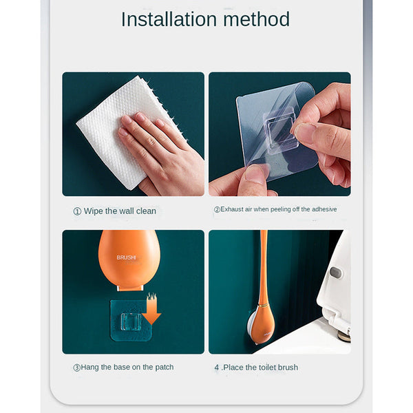 Toilet Brush Orange Silicone Wall Mounted Soft Bristles Brushes Set Bathroom Accessories Toilet Brushes & Holders