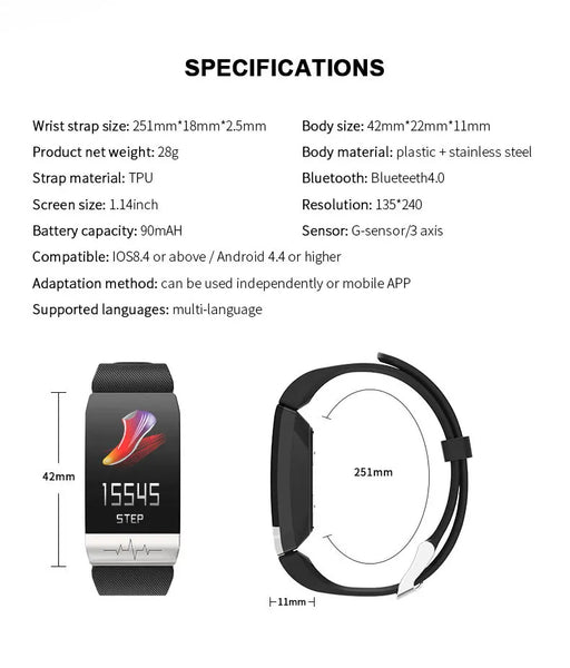 Ecg Ppg Smart Watch Fitness Tracker Waterproof Heart Rate Monitor Smart Watches