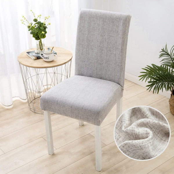 Chair Cover Dirty White Plain Design With Elastic Material For Dining Room Slipcovers