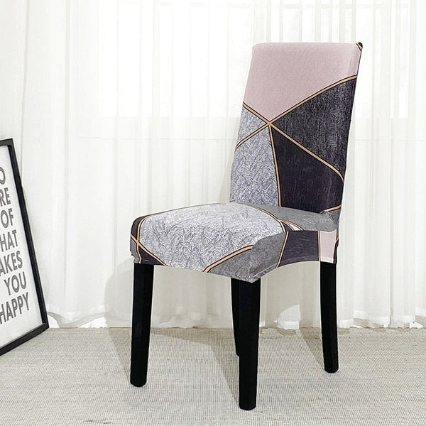 Chair Cover Pink With Gold Linear Design Anti Dirt Elastic Material For Slipcovers