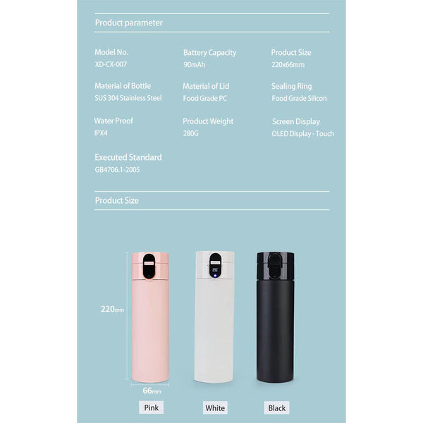 Smart Water Bottle With Temperature Display Vacuum Usb Charging Thermos 12H Hot Cup 320Ml Drinking Reminder Insulate Water Bottles & Vacuum Flasks