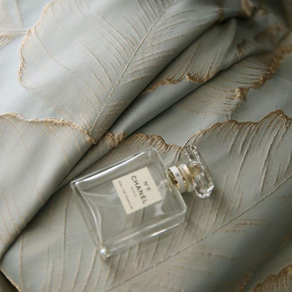 Curtains & Drapes Curtain Blue 100 Centimetre X 250 3D Leaves Luxury Blackout