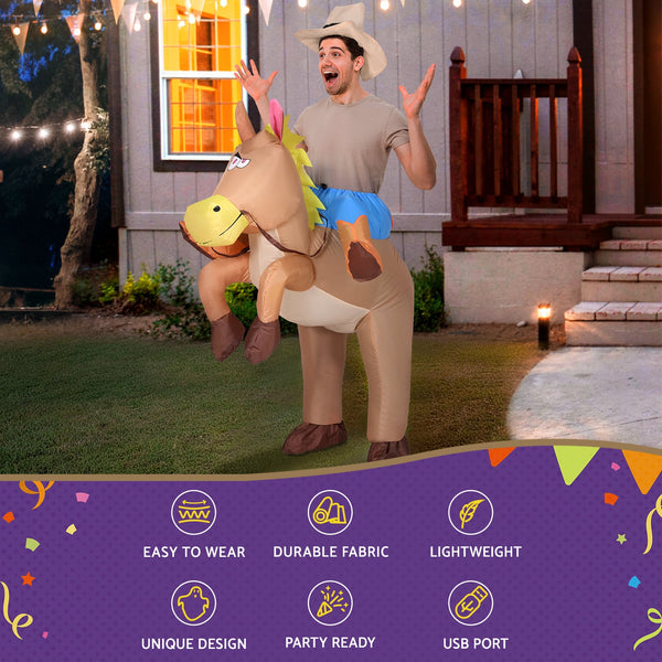 Inflatable Cowboy Costume Adult Suit Blow Up Party Fancy Dress Halloween Cosplay Unisex Costumes