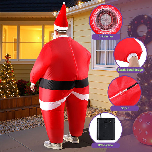 Inflatable Christmas Santa Claus Costume Adult Suit Blow Up Party Fancy Dress Xmas Cosplay Unisex Costumes