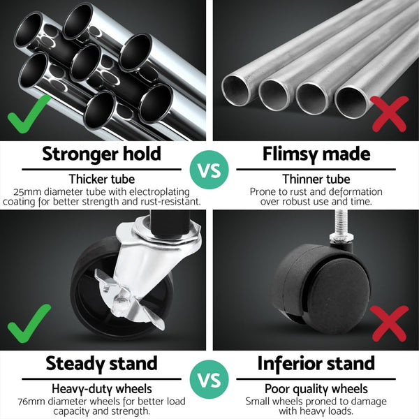 Artiss Clothes Rack Double Rod Airer Rail Coat Stand Adjustable Hanger Garment Racks