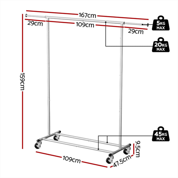Artiss Clothes Rack Airer Rail Coat Stand Adjustable Hanger Mattresses