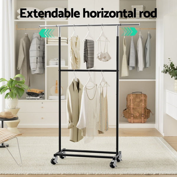 Artiss Clothes Rack Double Rod Airer Rail Coat Stand Adjustable Hanger Garment Racks