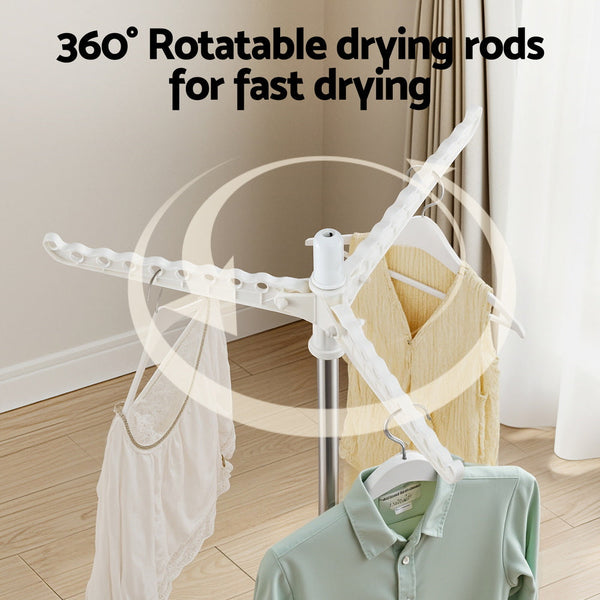 Artiss Clothes Rack Airer Rotatable Hanger Foldable 163Cm Clothes Airers