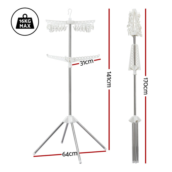 Artiss Clothes Rack Airer 2 Tier Rotatable Hanger Foldable Clothes Airers