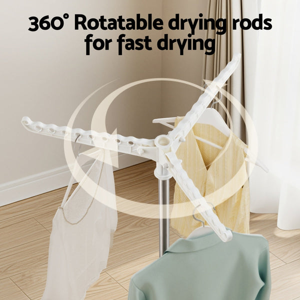 Artiss Clothes Rack Airer 2 Tier Rotatable Hanger Foldable Clothes Airers