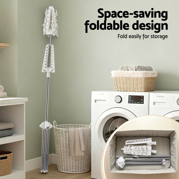 Artiss Clothes Rack Airer 2 Tier Rotatable Hanger Foldable Clothes Airers