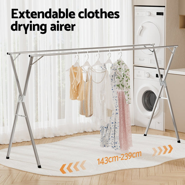 Artiss Clothes Rack Adjustable Foldable Steel Clothes Airers