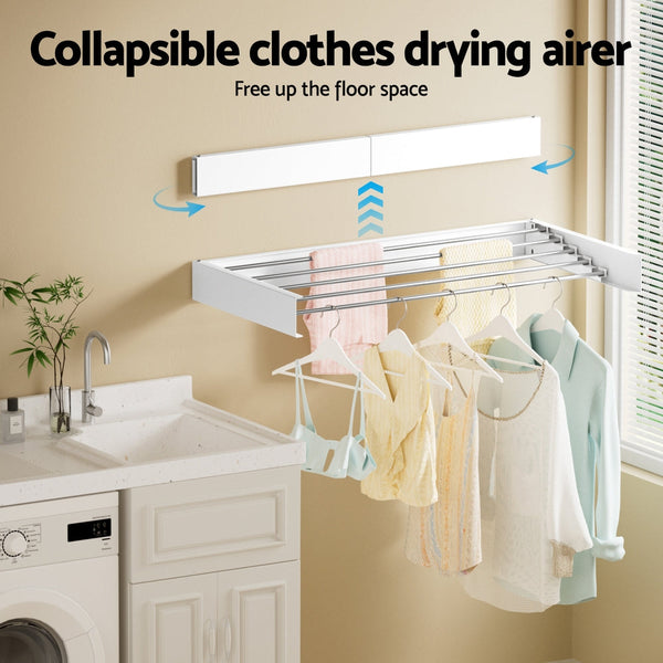 Artiss Clothes Rack Wall Mounted Airer Foldable White Clothes Airers