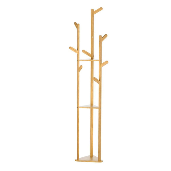 Bamboo Clothes Airer 3 Tier Tree Design With 9 Hooks Laundry Supplies Clothes Airers