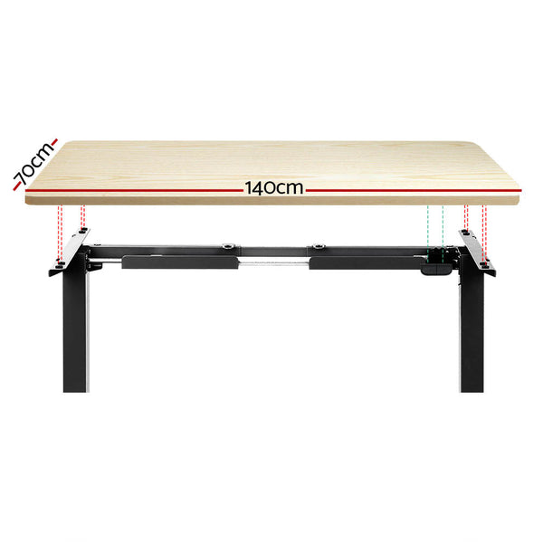 Particle Board Standing Desk Motorised Height Adjustable Home Office Oak 140 Centimetre Standing Desks