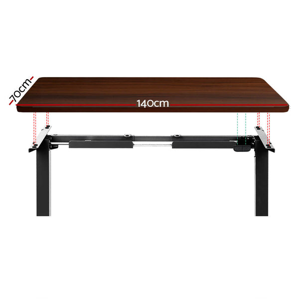 Walnut Particle Board Standing Desk Motorised Adjustable Home Office 140Cm Standing Desks