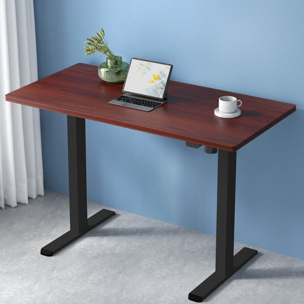 Walnut Particle Board Standing Desk Motorised Adjustable Home Office 140Cm Standing Desks