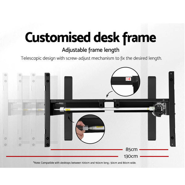 Powder Coated Metal Motorised Adjustable Standing Desk Frame With White Particleboard Desktop Standing Desks