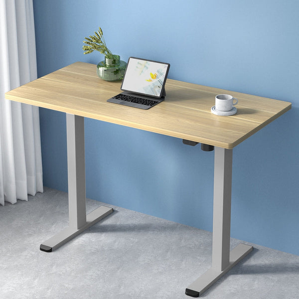 White Oak Particle Board Motorised Adjustable Standing Desk Home Office Furniture Standing Desks