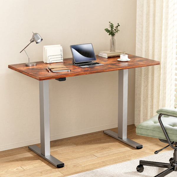 Particleboard Standing Desk Motorised Adjustable Height 120Cm Rustic Brown Standing Desks
