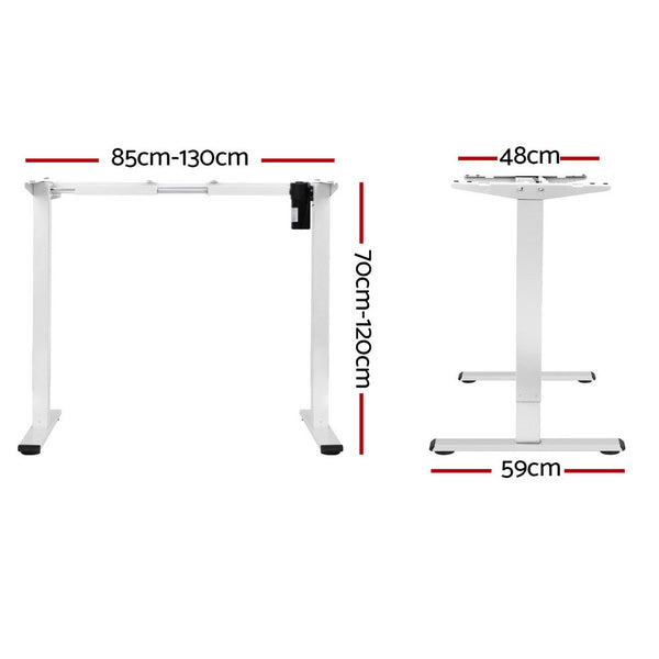 Artiss Electric Standing Desk Frame Only Height Adjustable 70Kg Load White Standing Desks