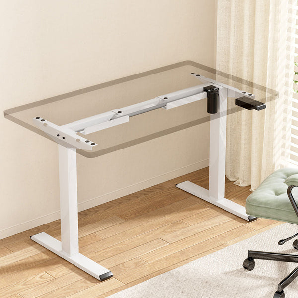 Artiss Electric Standing Desk Frame Only Height Adjustable 70Kg Load White Standing Desks