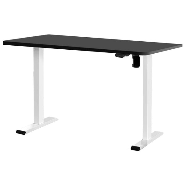 Powder Coated Metal Motorised Adjustable Standing Desk Frame With Black Particleboard Desktop Standing Desks