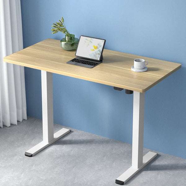 White Oak Particleboard Motorised Adjustable Standing Desk Home Office Standing Desks