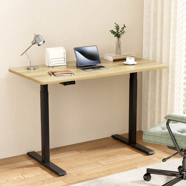 Oak Particle Board Standing Desk Motorised Dual Home Office Standing Desks