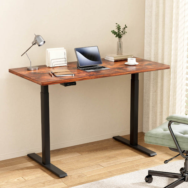 Artiss Particle Board Standing Desk Motorised Dual Home Office 140 Centimetre Rustic Brown Standing Desks