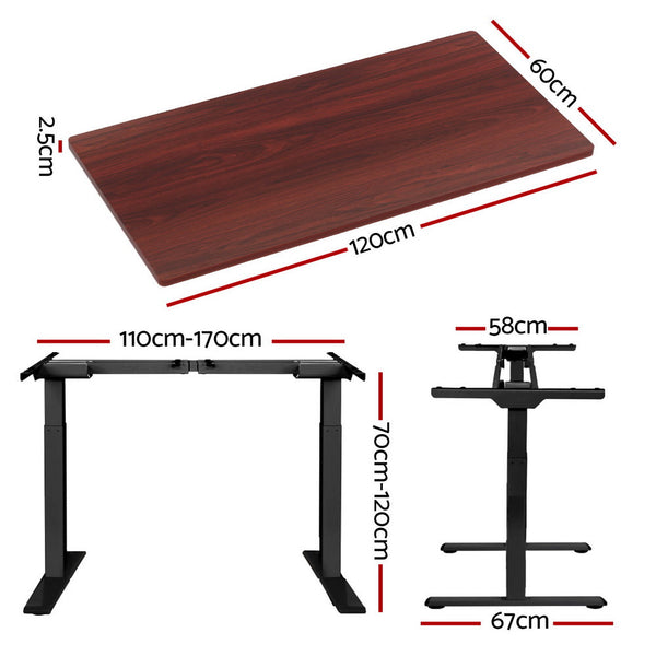 Material Particleboard And Metal Motorised Dual Adjustable Standing Desk Walnut 120Cm Standing Desks