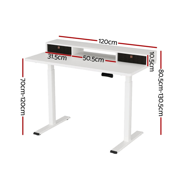Artiss Electric Standing Desk Dual Motor Office Table With Shelf Drawer120cm Standing Desks