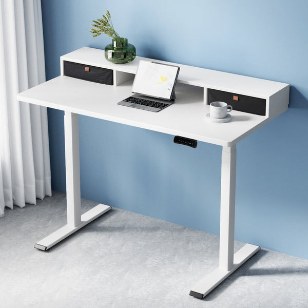 Artiss Electric Standing Desk Dual Motor Office Table With Shelf Drawer120cm Standing Desks