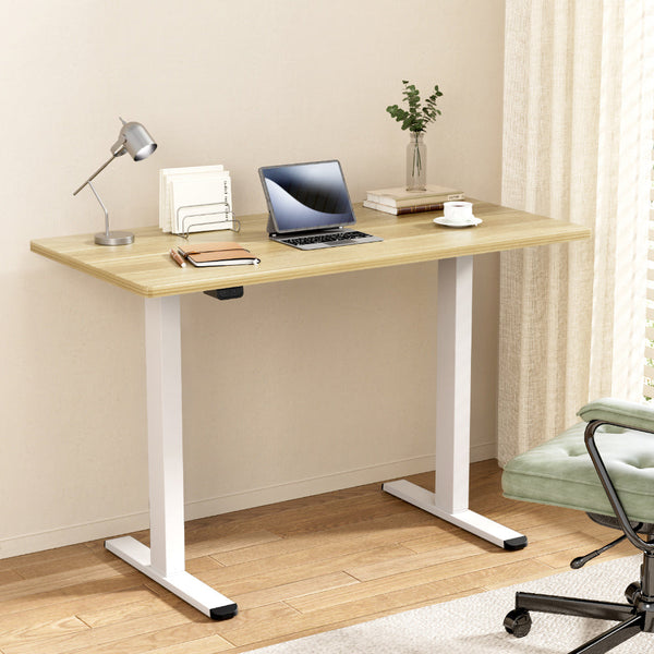 White Oak Particleboard Standing Desk Motorised Adjustable Frame Home Office Standing Desks