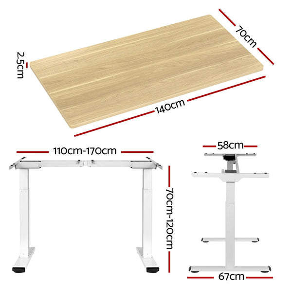 White Oak Particleboard Standing Desk Motorised Adjustable Frame Home Office Standing Desks