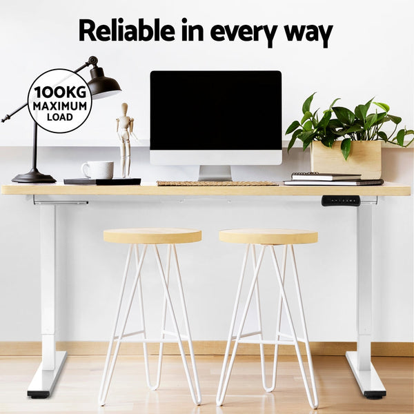 White Oak Particleboard Standing Desk Motorised Adjustable Frame Home Office Standing Desks