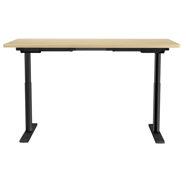 Metal Motorised Adjustable Standing Desk Frame With White Oak Particleboard Desktop Standing Desks