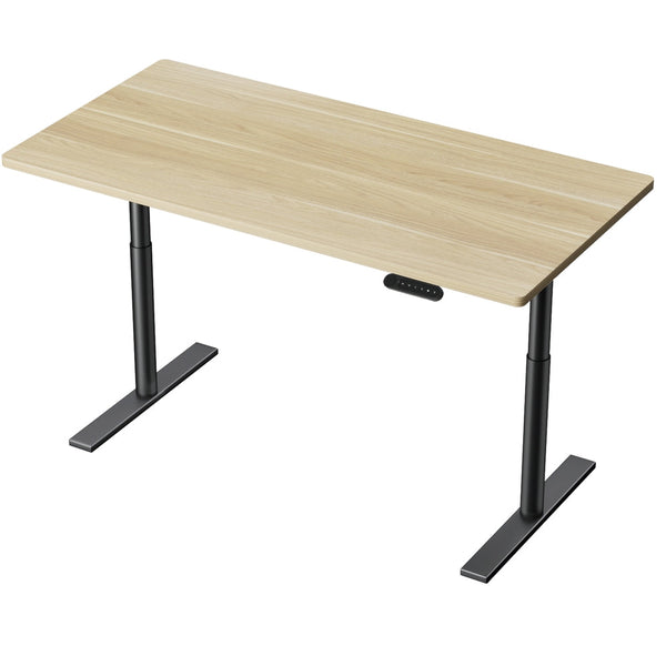 Metal Motorised Adjustable Standing Desk Frame With White Oak Particleboard Desktop Standing Desks