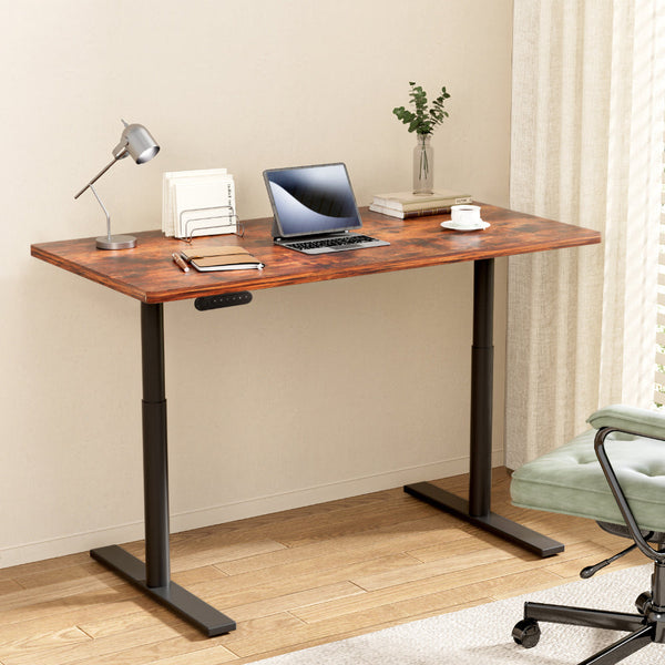 Artiss Standing Desk Motorised Electric Dual Rustic Brown 120Cm Standing Desks