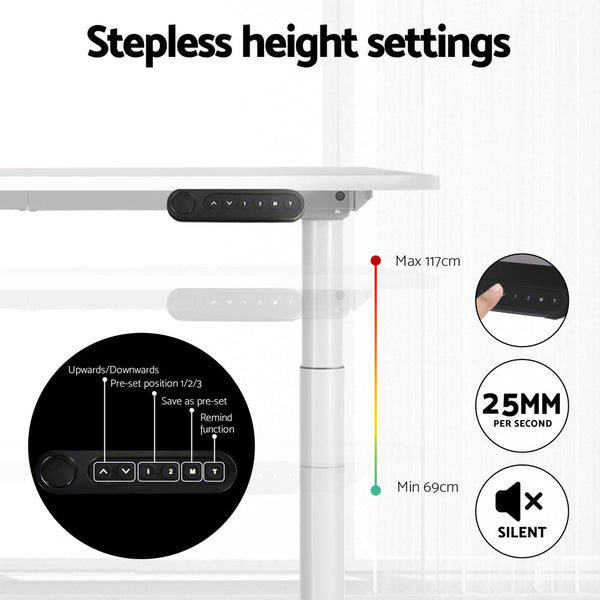 Artiss Electric Standing Desk With Storage Rack Shelf Drawers White 120Cm Standing Desks