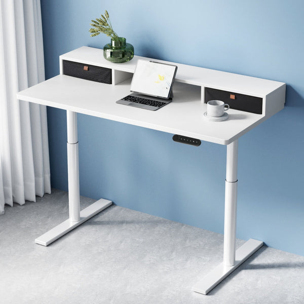 Artiss Electric Standing Desk With Storage Rack Shelf Drawers White 120Cm Standing Desks