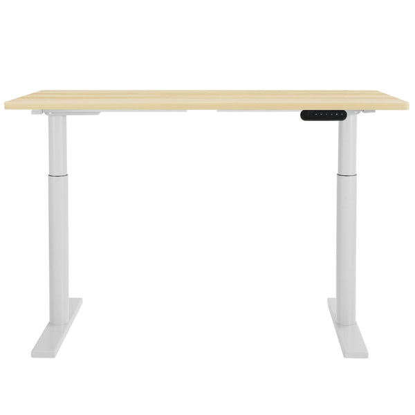 Metal Motorised Electric Dual Adjustable Standing Desk White Oak 140Cm Standing Desks