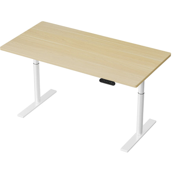 Metal Motorised Electric Dual Adjustable Standing Desk White Oak 140Cm Standing Desks