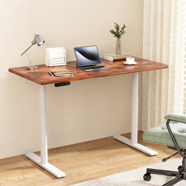 Artiss Standing Desk Motorised Electric Dual 140Cm Rustic Brown Standing Desks