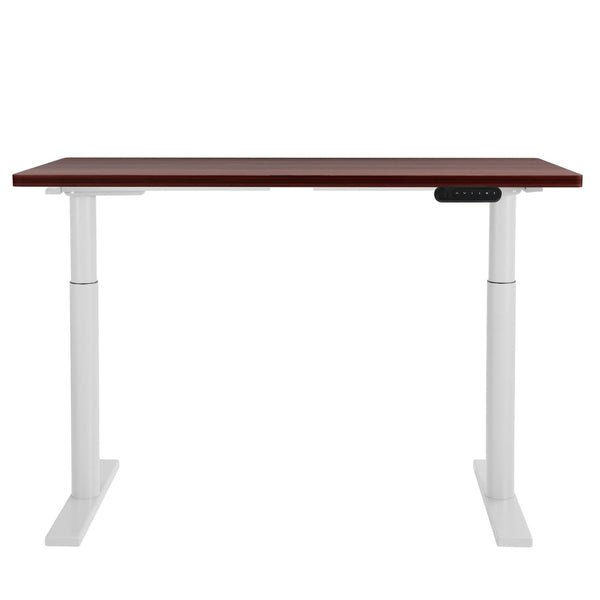 Metal Motorised Electric Dual Adjustable Standing Desk With Walnut Desktop 120Cm Standing Desks